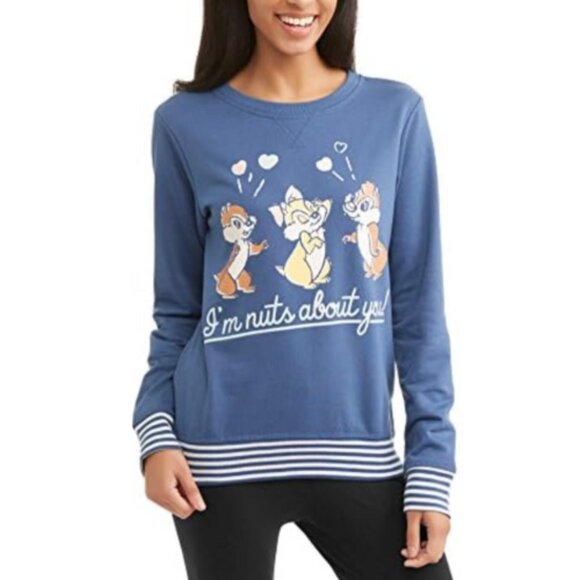 Disney Chip 'n' Dale  Nuts About You Women's Sleep Pullover Shirt (Medium (7-9)) - Picture 1 of 6